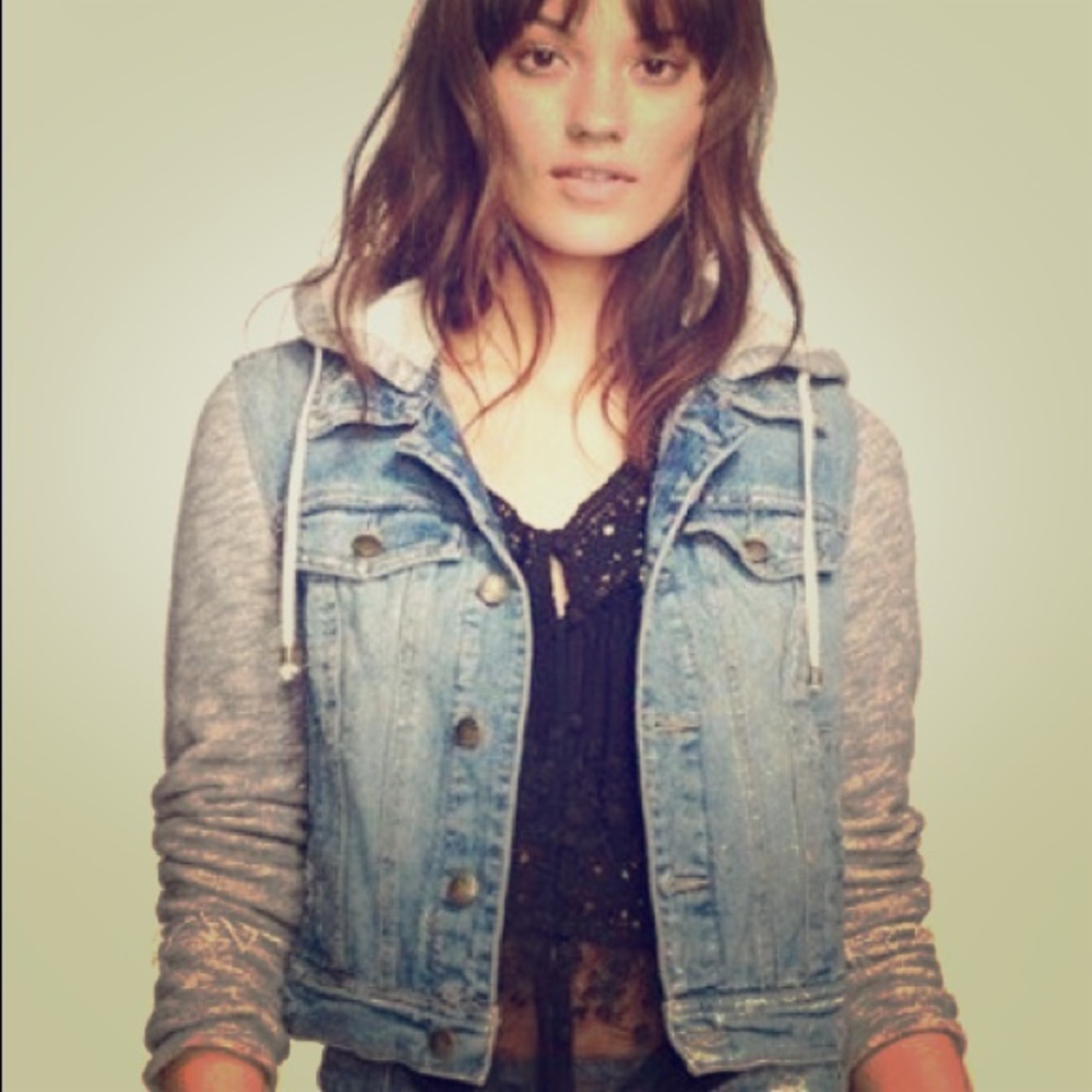 Free people Knit hooded denim jacket